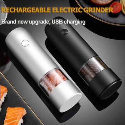 Moulin Électrique Rechargeable Sel Poivre USB Automatique 6 Vitesses Grossièreté Réglable Moulin à Épices Outils de Cuisine Blanc/Noir