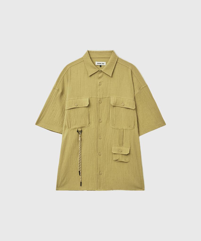 GENERALIDEA Man Pocket Wrinkle Half Shirt [Mustard] / Gf1Msh006