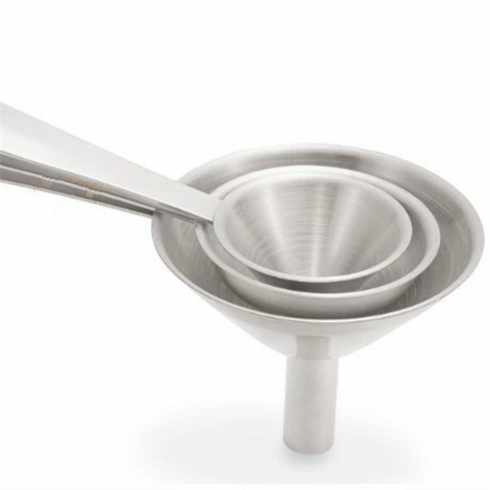 3pcs Stainless Steel Funnel Kit Long Handle Multifunctional for Kitchen Canning Filling Bottles Oil Household