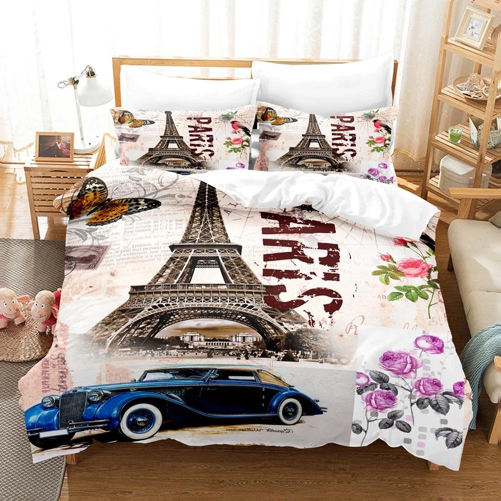 3D Vintage Car Including Duvet Cover Set With Pillowcases Microfiber 2/3Pcs Cool Sports Car Bed Comforter Set For King Bedding