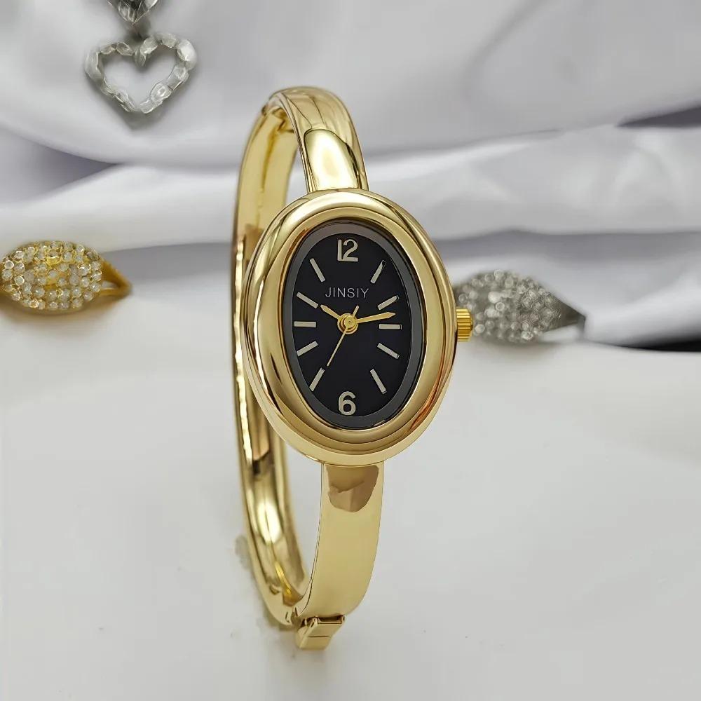 Famous Brand Gold Quartz Watch Women Bracelet Watches Fashion Oval Bathtub Shaped Wristwatches Dropshipping Clock Luxury Gifts