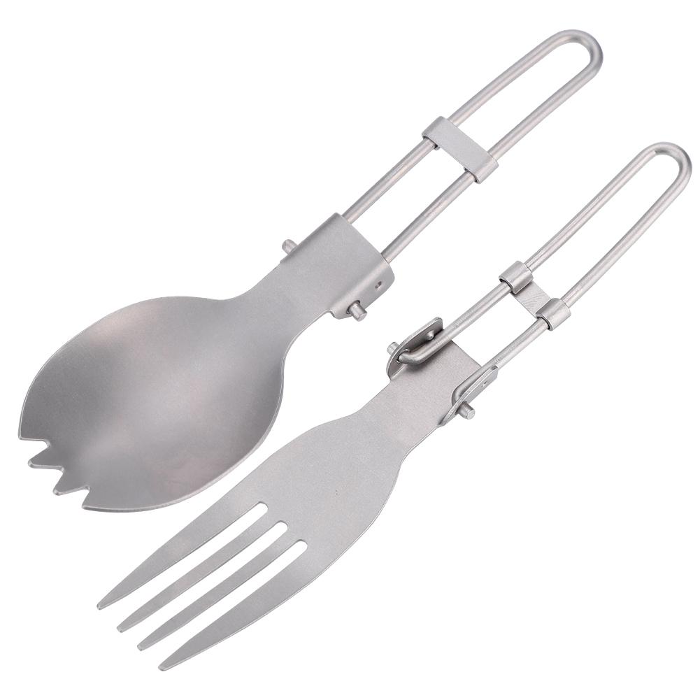 Portable Folding Titanium Spork Fork Outdoor Camping Cutlery Travel Tableware(Fork   Spoon)