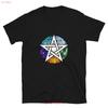 Elemental Pentagram T Shirt Vintage Washed Designer Clothes Stylish Versatile Streetwear Comfortable Casual Homme Slightly