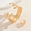 Popular Women's Bracelet Set Geometric Coral Plating Design Open Ring Versatile Jewelry