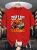 Unisexs Crew Neck Tee Just A Boy Who Loves RaUnisex And Gaming Tops For Gamer Noodle Lovers Gift Young Unisexs Summer Daily Wear Apparel