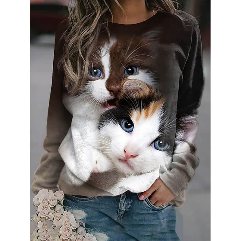 

Cute Animal Cat Flower 3D Printed Sports Shirt for Women s Street Wear 6XL