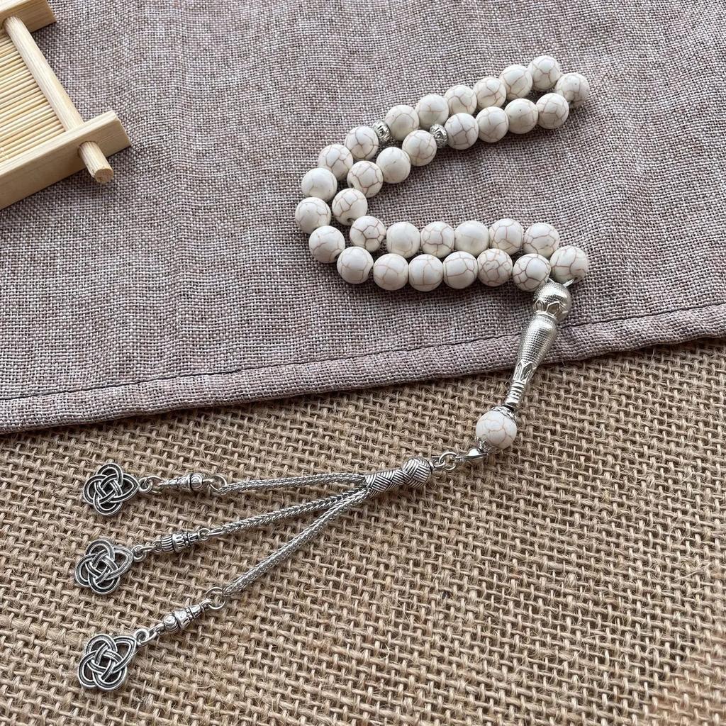 10mm 33pcs Glass Tassel Turkish Muslim Rosary Islamic Prayer Beads Bracelet for Women Jewelry Tasbih Tasbeeh Allah Mohammed