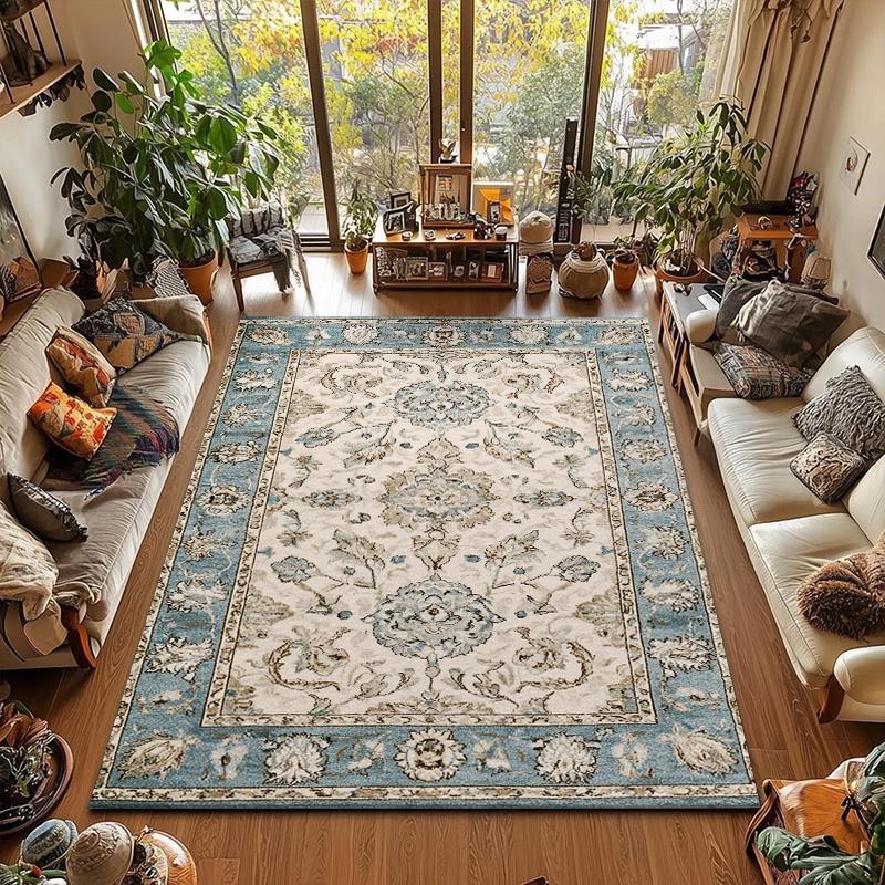 RAKKS Covor de intrare vintage boem pentru baie, din lână cristalină, covor mare pentru living, covor pentru sufragerie, birou, canapea, noptieră.