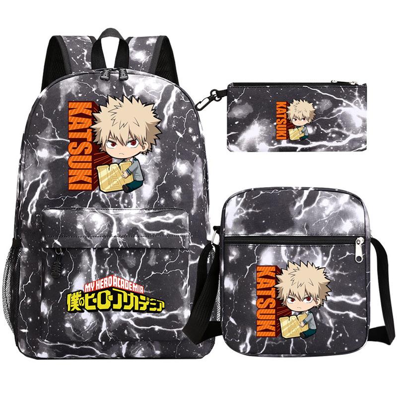 Young Students Schoolbag Animation Three-Piece Backpack Diagonal Hanging Bag Pencil Case