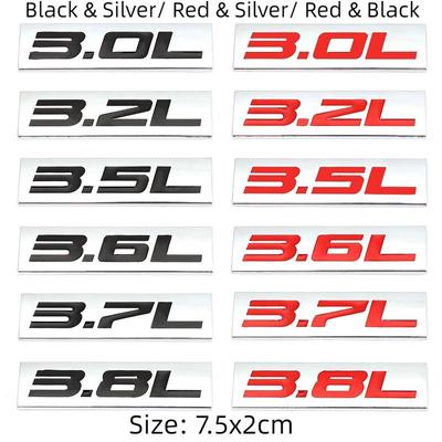 3D Metal 3.0L 3.2L 3.5L 3.6L 3.7L 3.8L Car Emblem Trunk Sticker Decal for Skoda  Mazda Renault