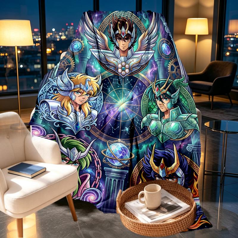 Saint Seiya Print Blanket - Soft & Comfortable, for Bedroom, Travel, Sofa, Home Decoration - Birthday Christmas Gift for Friend
