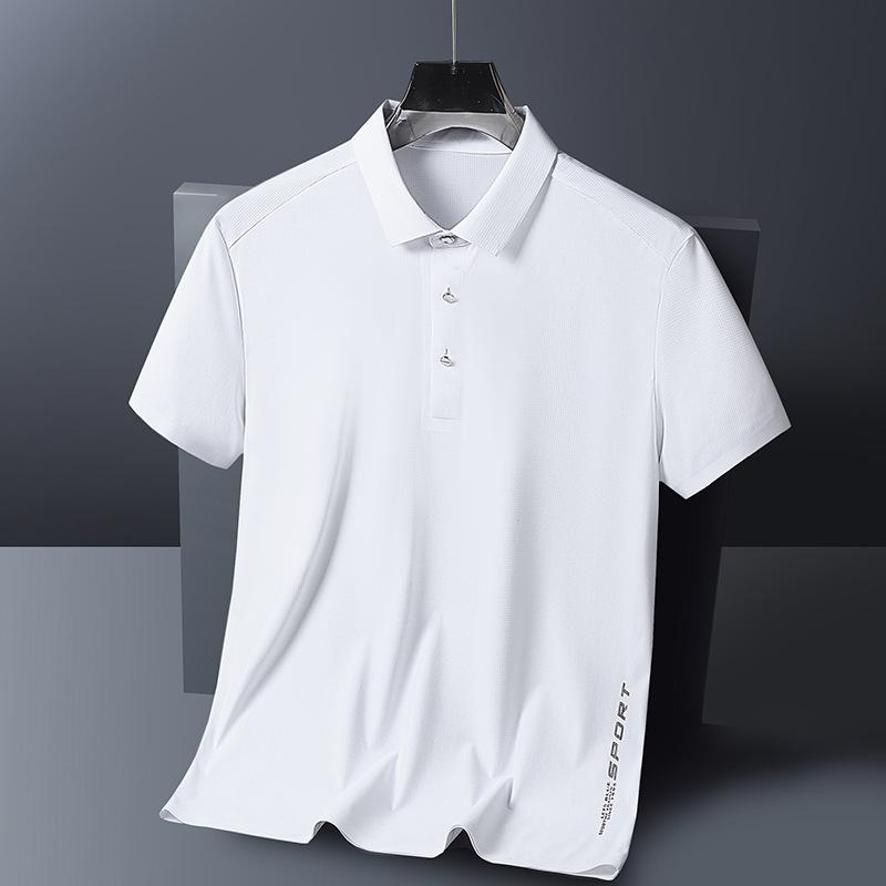 Middle-aged Men's Summer Nylon Thin Business Men's Casual Loose Short-sleeved T-shirt Lapel Polo Shirt