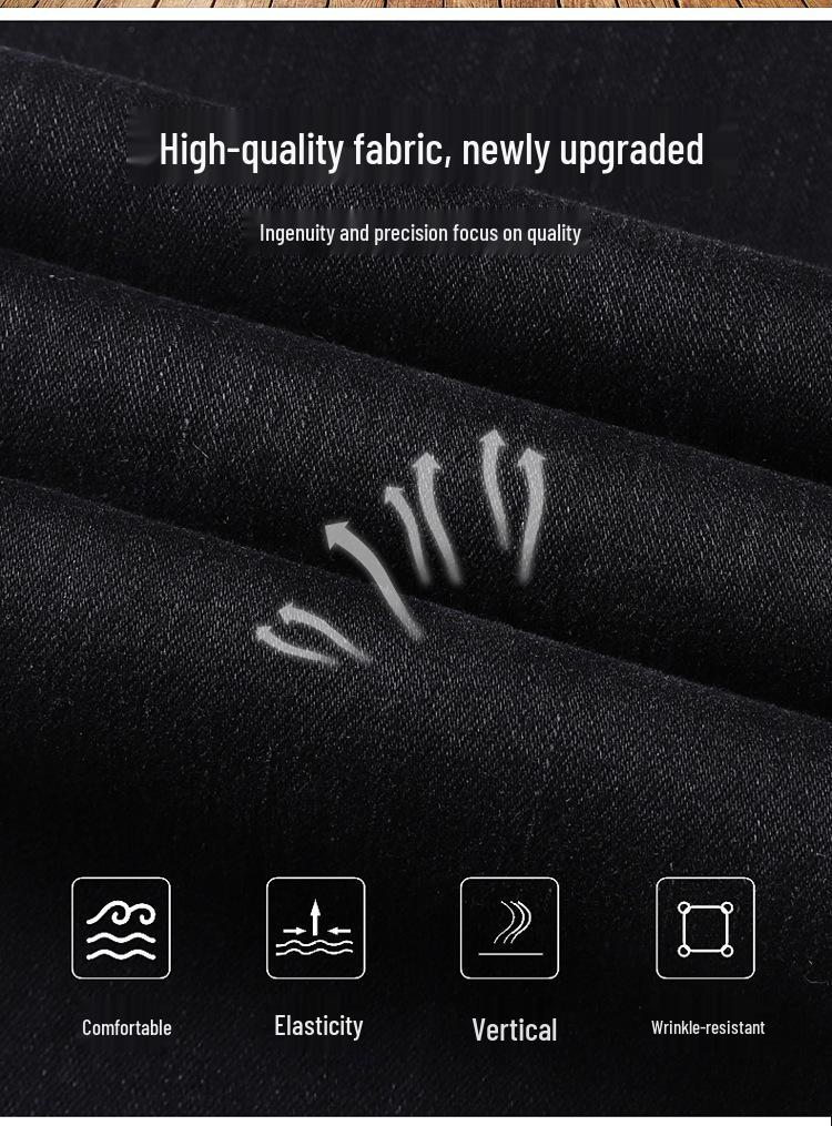 Men's Black Stretch Business Jeans – Autumn/Winter, Thick Style, Sizes 28-40, Available in Two Colors