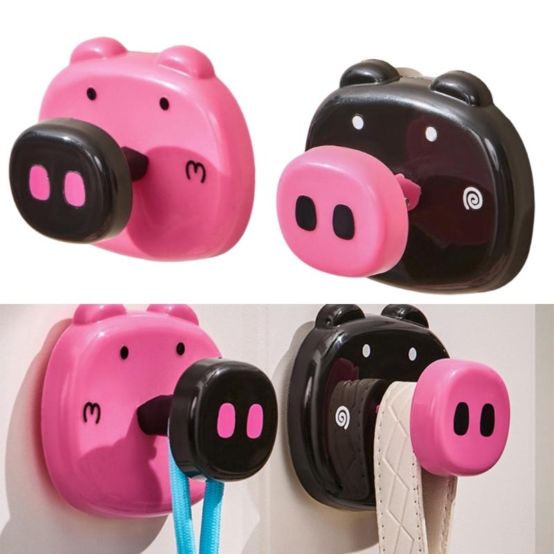2Pcs Pig Designs Vacuum Adhesive Hook Removable Storage Solution Easy Installation For Home Organization