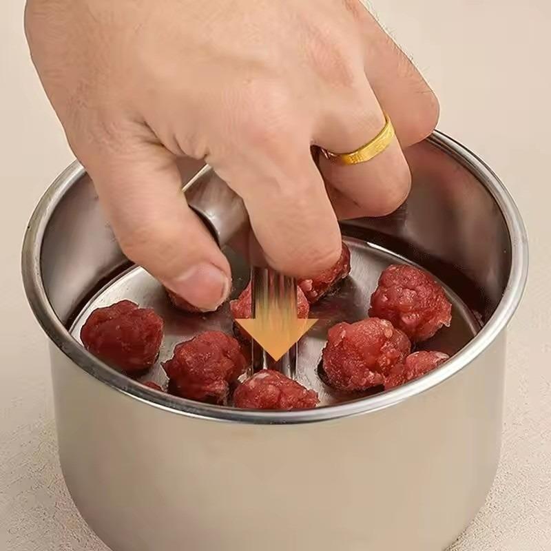 6 Holes/12 Holes Stainless Steel Meatball Maker Kitchen Extruded Meatball Making Tool Meat Ball Mold Meatball Shaper for Kitchen