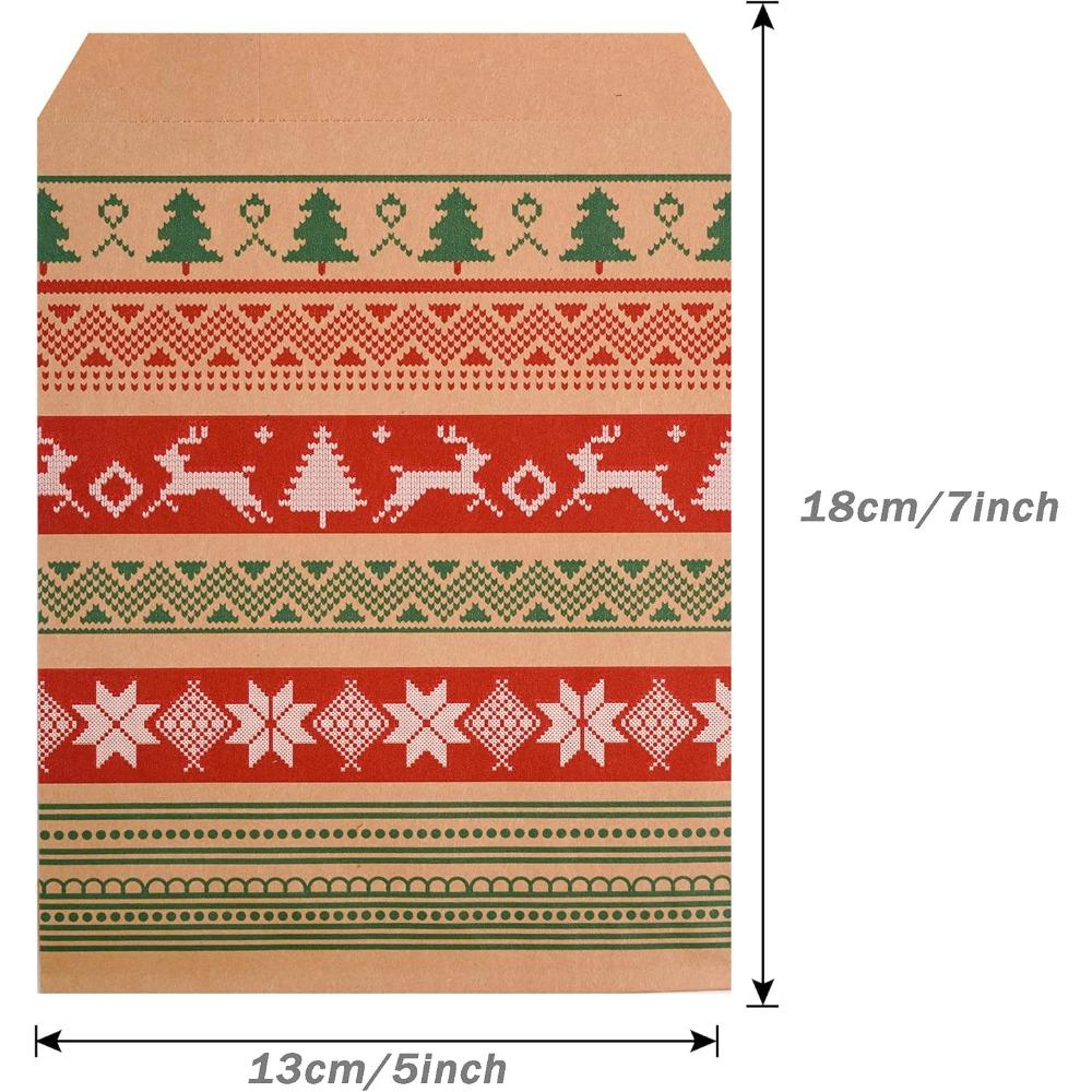 100 ks Vánoční kraftové sáčky Slavnostní papírové dárkové tašky 4 unikátní designy Vánoční párty sáčky s dobrotami a bufetové stoly Párty potřeby