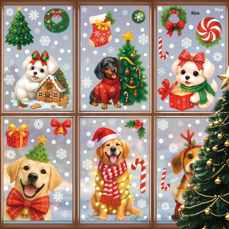 6 Pcs Christmas Window Stickers Wall Sticker Kids Room Wall Decals Merry Christmas Decorations For Home New Year Stickers