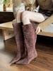 European and American temperament versatile pointed suede high-heeled boots