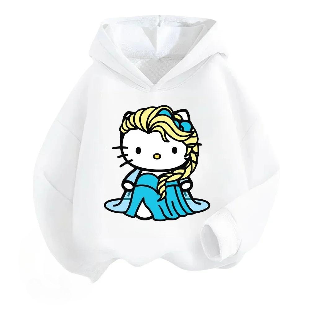 New Warm Children's Hoodies for Autumn and Winter, Cartoon Cat Pattern Boys' and Girls' Tops, Comfortable and Soft Sweatshirts