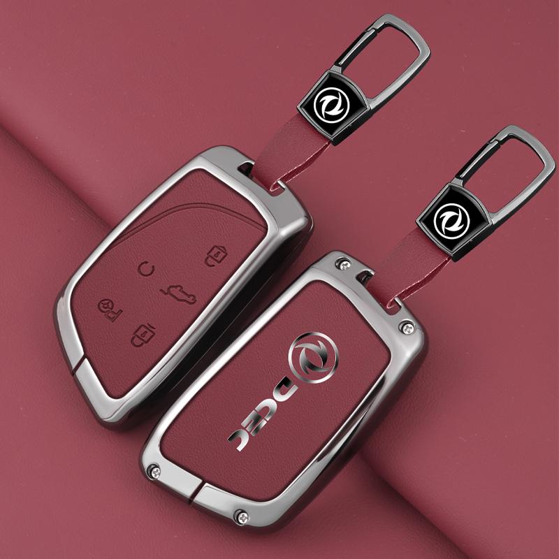 NEW Zinc Alloy Leather Car Key Case Cover Shell for DongFeng AEOLUS 2022 Keyring Keyless Protection Accessories