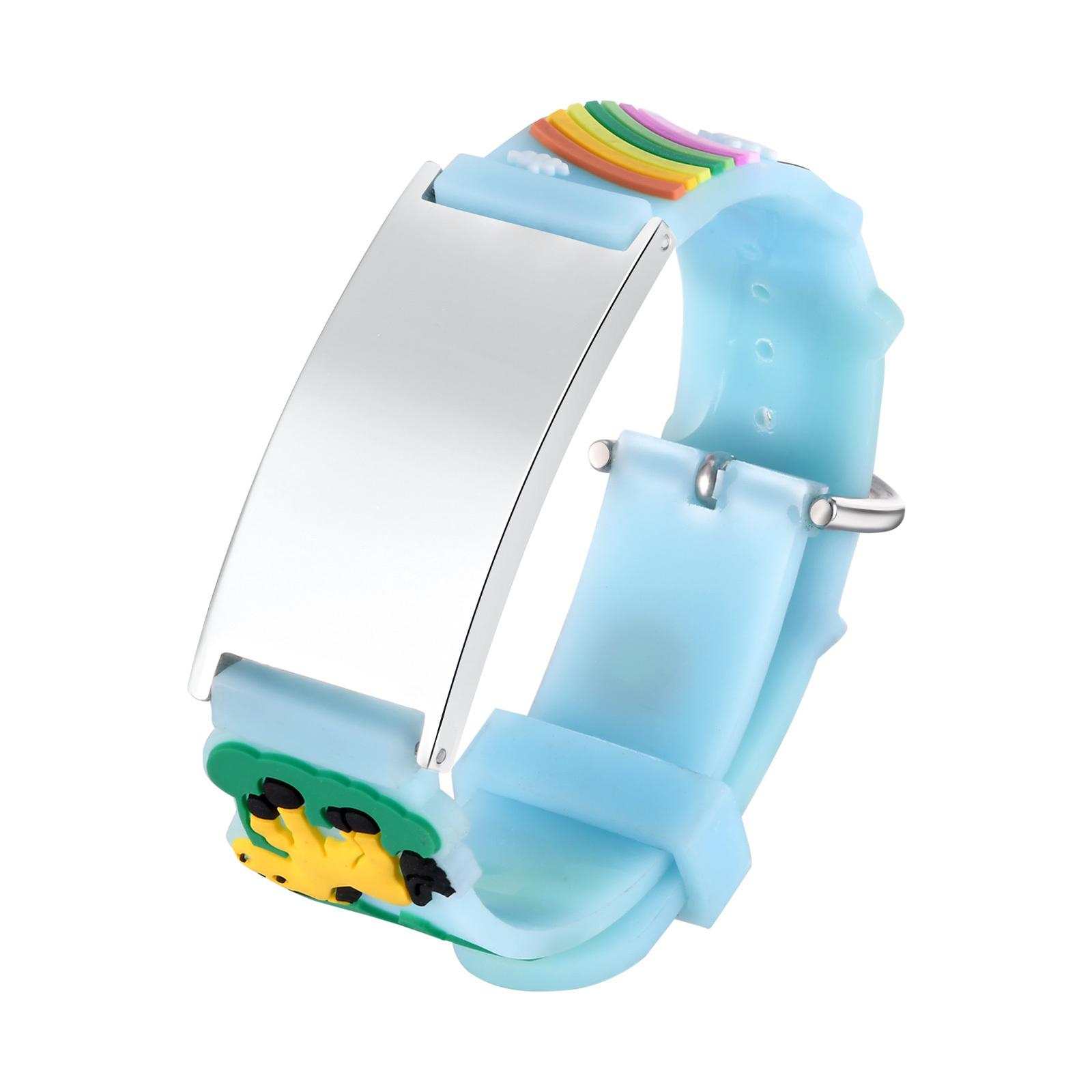

Personalized ID Bracelet for Baby Child Kids, Cartoon Unicorn Silicone Wristband Adjustable, Anti-lost Allergic Engraved Jewelry