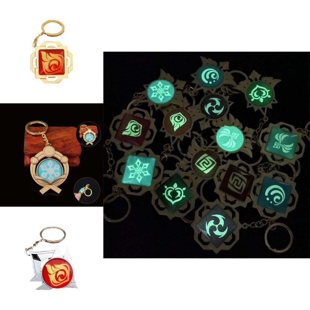 Impact Genshin Seven Elements Keychain Geo Anemo Electro Dendro Hydro Pyro Cryo