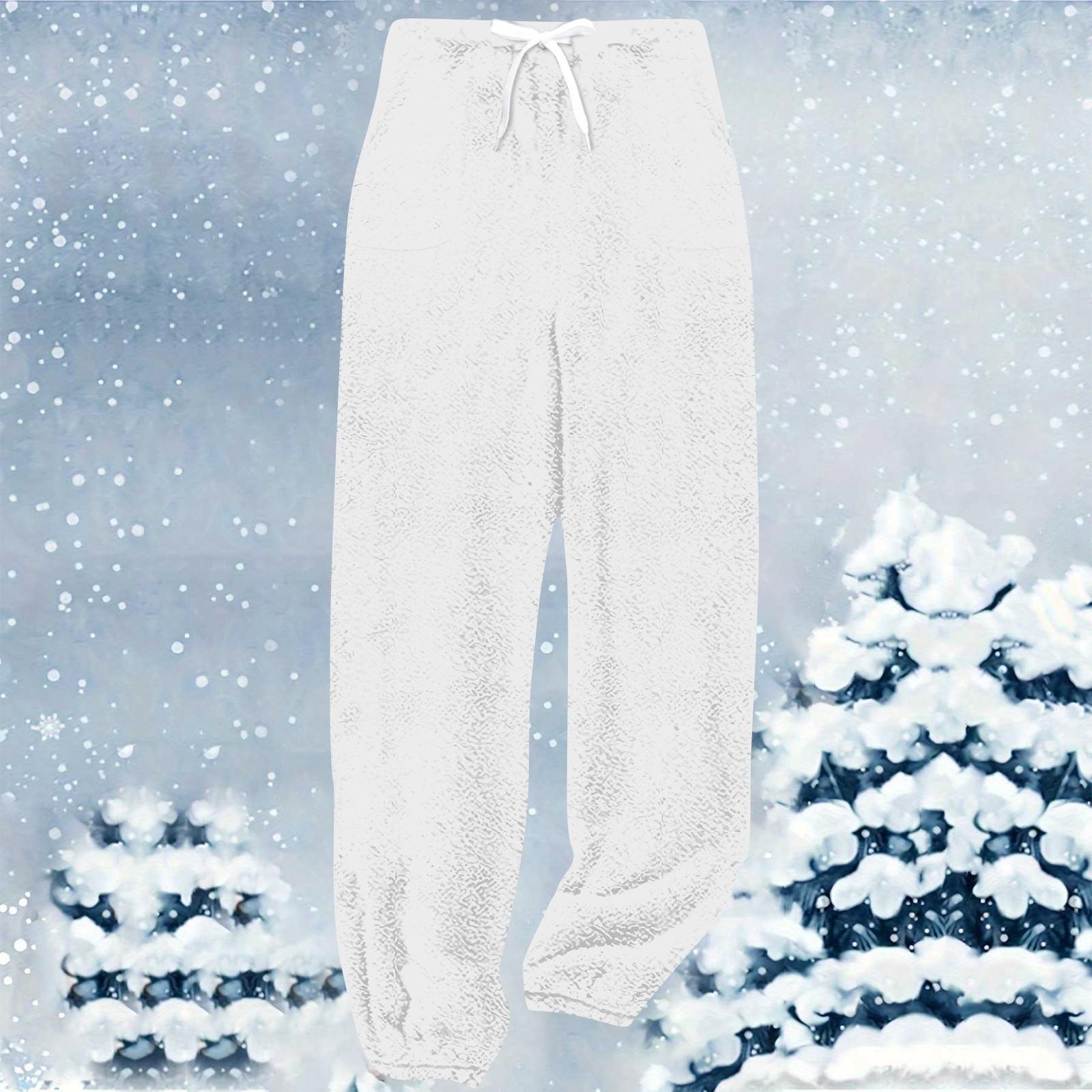 

Женские однотонные модные плюшевые повседневные брюки удобные длинные брюки XL белый