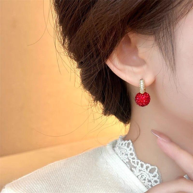 Unique Designed Full Rhinestone Ball Earrings For Women Fashion Sparkling Ears Accessories Jewelry Girls Gifts Party Casual Wear