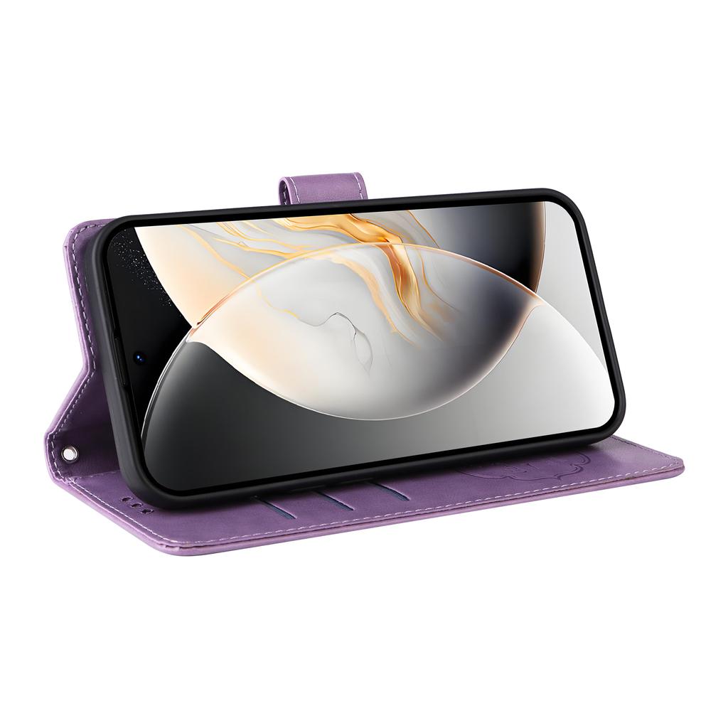 Für TECNO Camon 30S Pro 4G/Camon 30S 4G Lederhülle Schmetterlings-Blumenprägung Brieftaschen-Ständer-Abdeckung