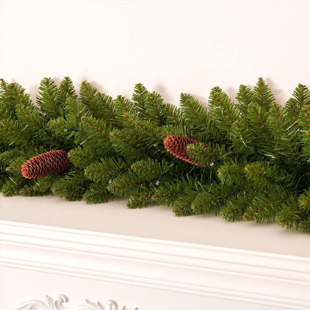180cm/6 Feet Christmas Garland Green Led String Lights Artificial Rattan  Outdoor Decor