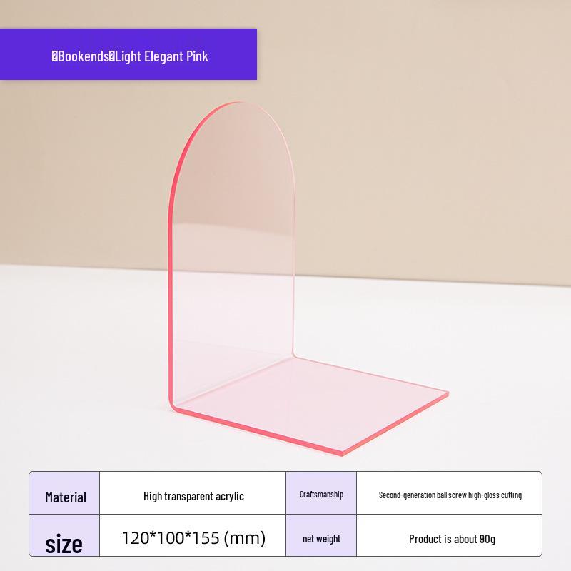 Thickened Anti-Slip Transparent Acrylic L-Shaped Bookend for Student Desks 100*100*120mm (Single)