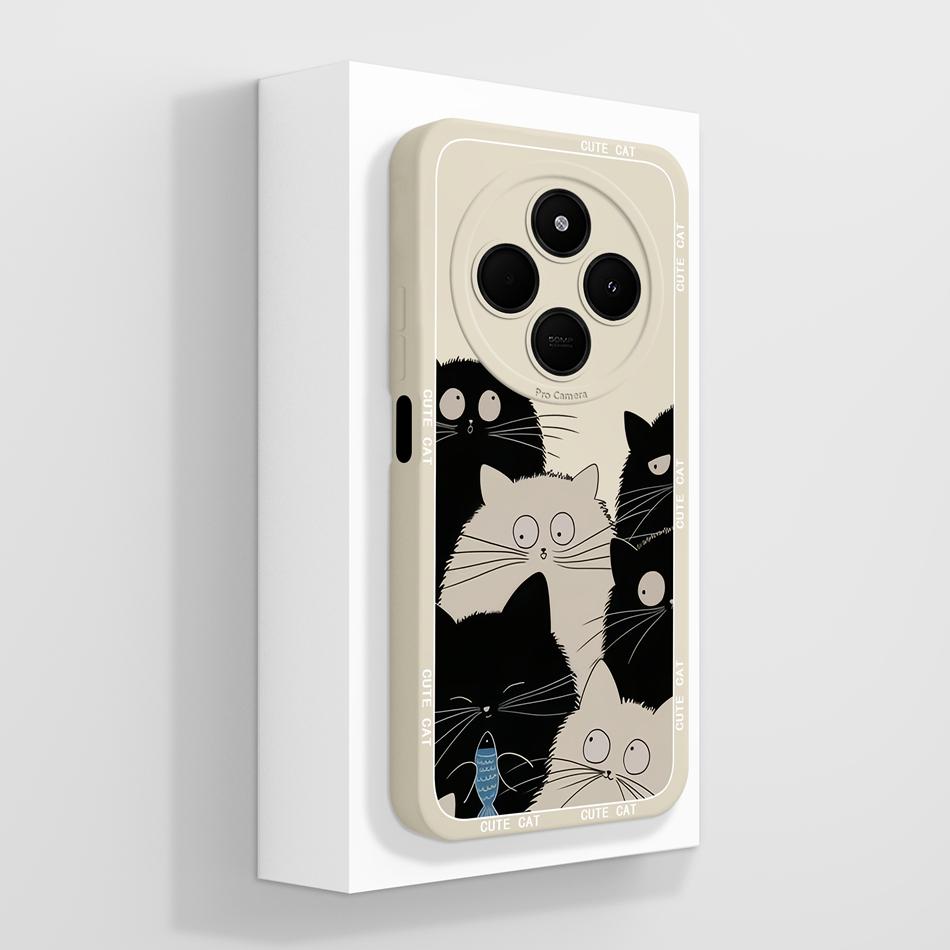 Per Custodia Telefono POCO C75 Carino Cuore Gatto Morbido Silicone Liquido Cover Posteriore Per Xiaomi Poco C 75 Protezione Completa Anti Caduta Funda Capa
