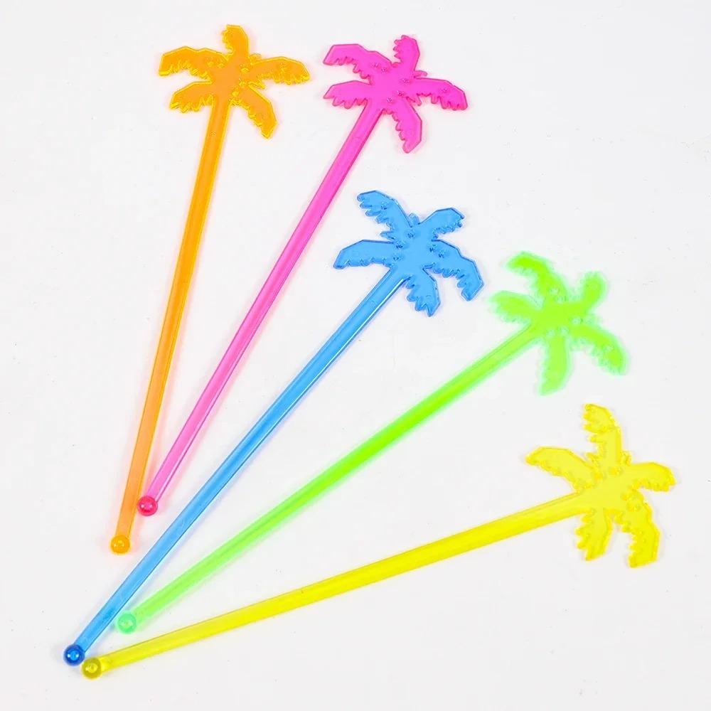 50pcs Colorful Coffee Beverage Stirrer Tropical Summer Juice Drink Stirrers  Party Favors