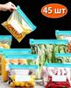 Sada sáčků na potraviny - 45 kusů (20 malých, 15 středních, 10 velkých) - Potravinářský plast pro svěžest v kuchyni