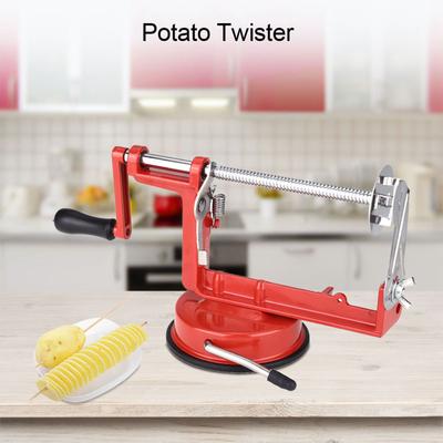 Cortador de batata em espiral manual de manivela de aço inoxidável com base de sucção, ferramenta de cozinha, batata em aço inoxidável