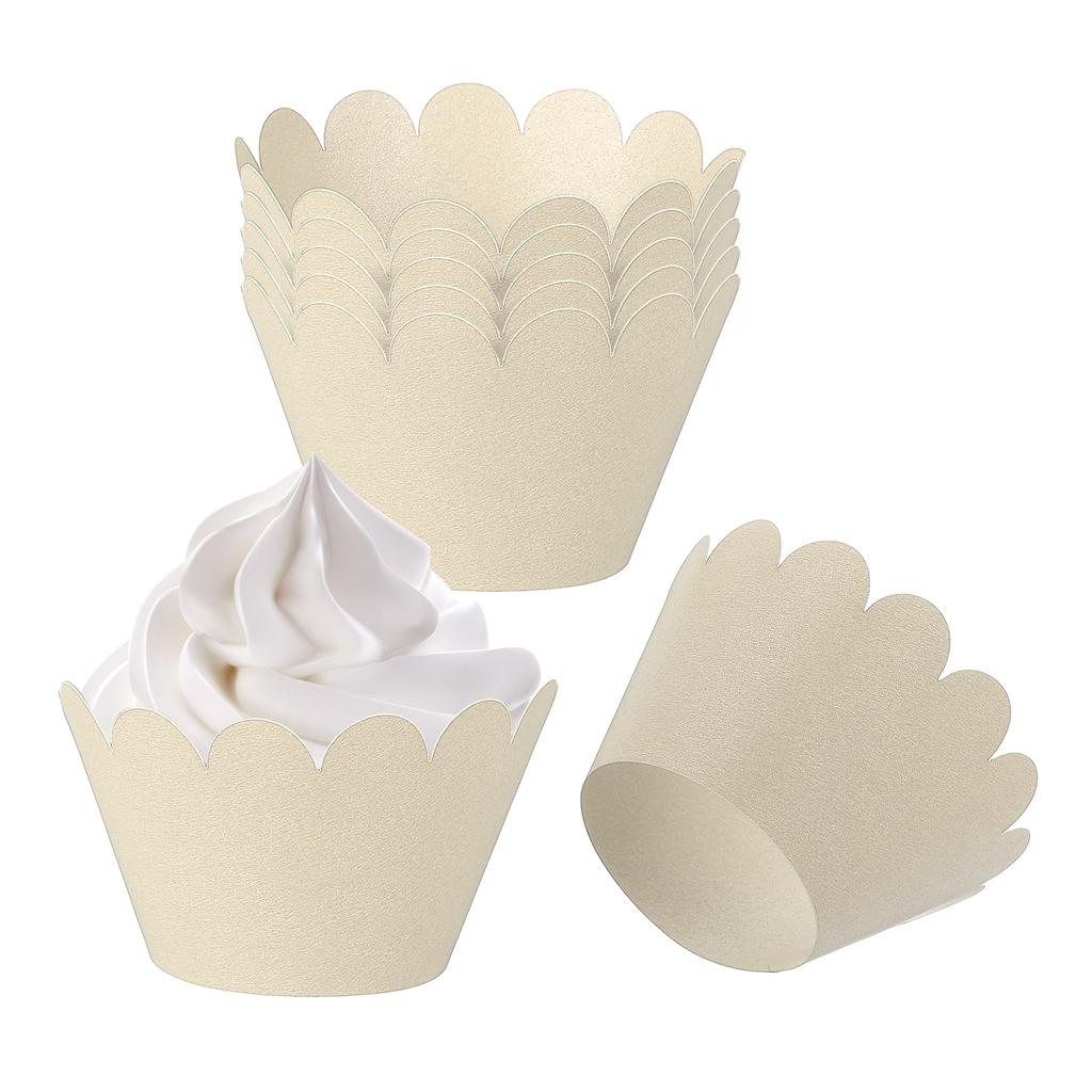 50pcs Baking Cupcake Wrapper Wraps Cake Box Baking Cups Standard Wave Decoration for Anniversary Birthday Weddings Parties