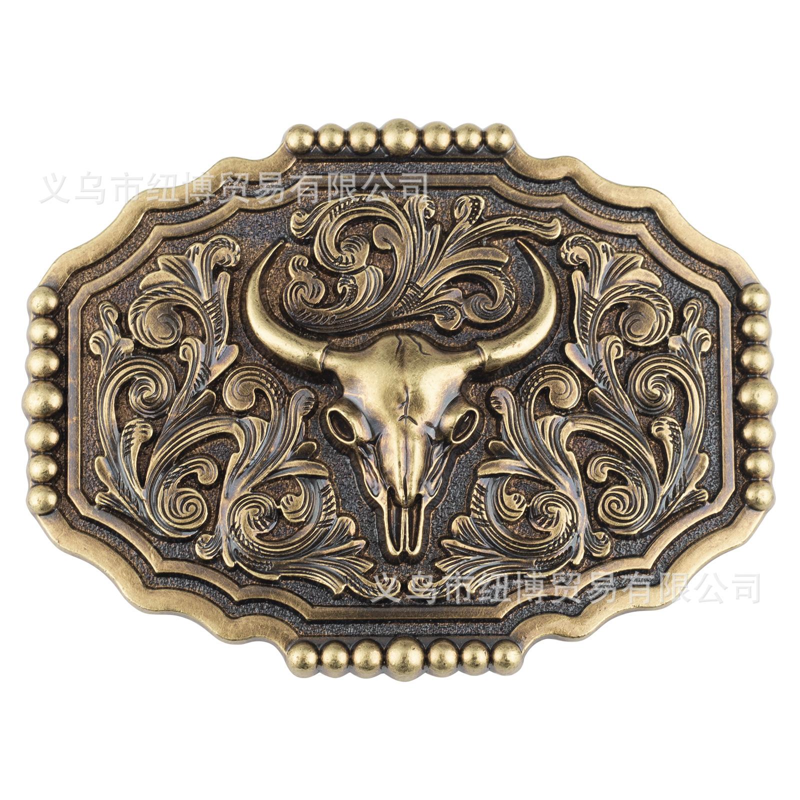 

Бронзовый бычий череп с пряжкой в ​​винтажном стиле