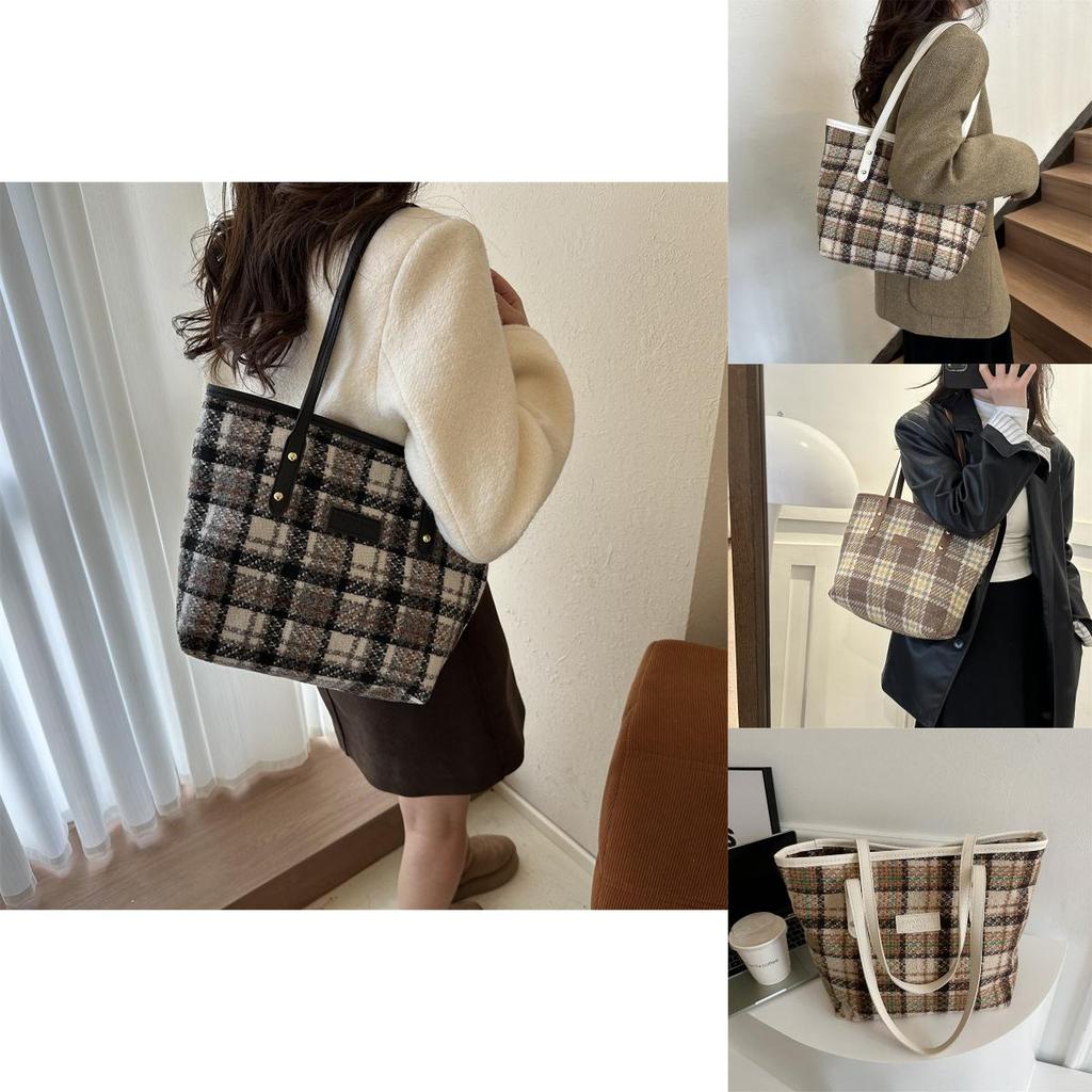 Chic Black White Brown Large Tote Bag For Women With Trendy Street Style Design