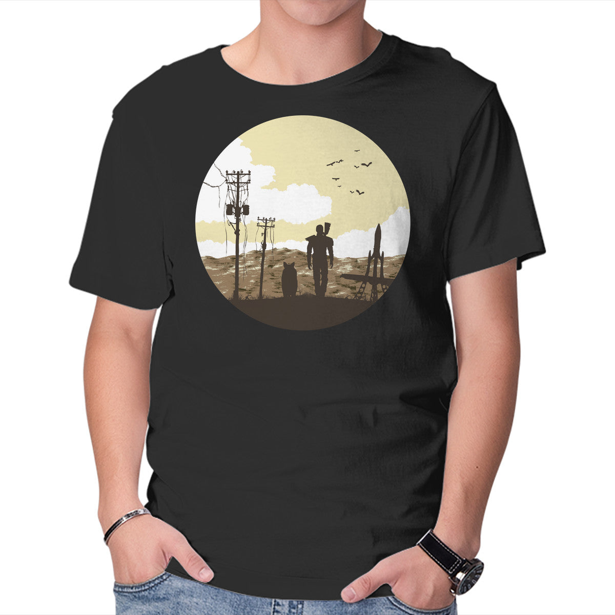 Unisex Crew Neck T-Shirt Nuclear Walk Graphic Short Sleeve Casual Tee S