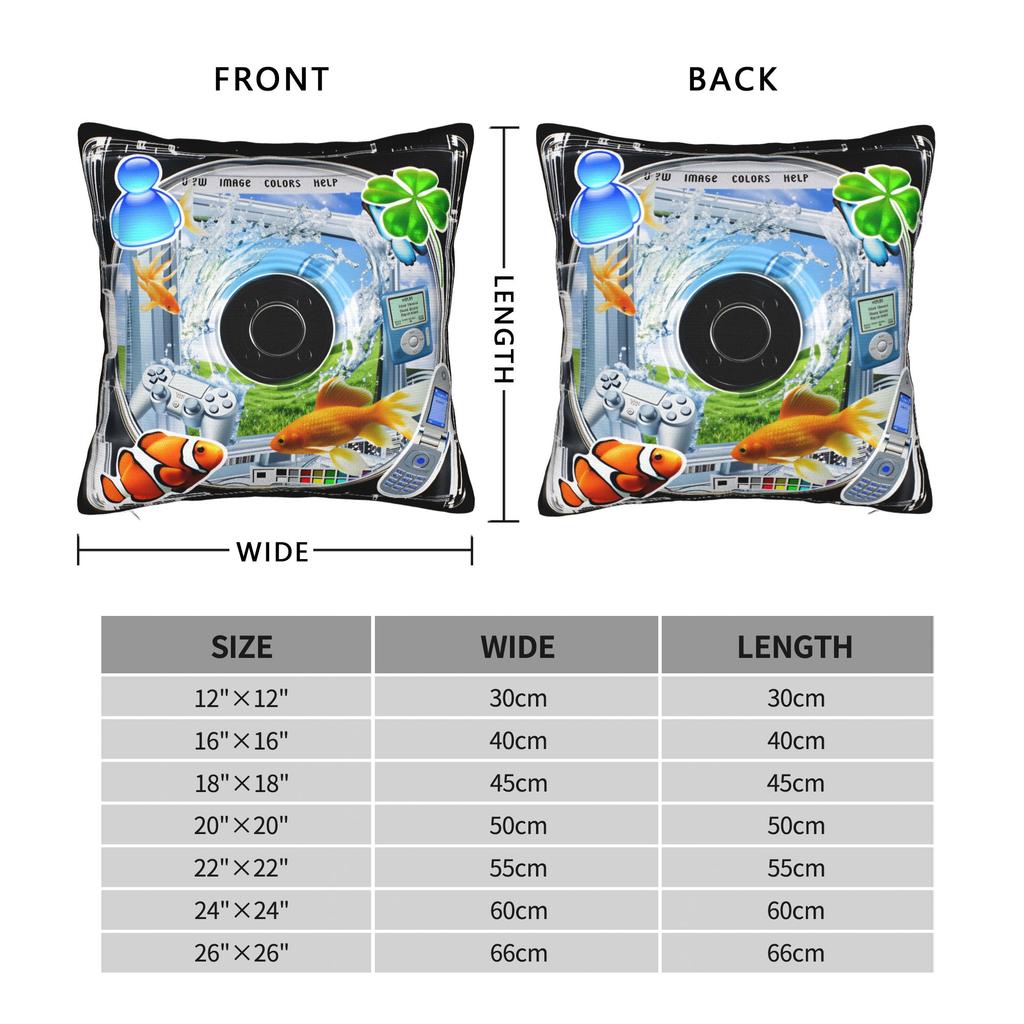 Retro Frutiger Aero Art Pillow Case Graphic Pillow Cover For Living Room Chair Cute Funny Cushion Cover