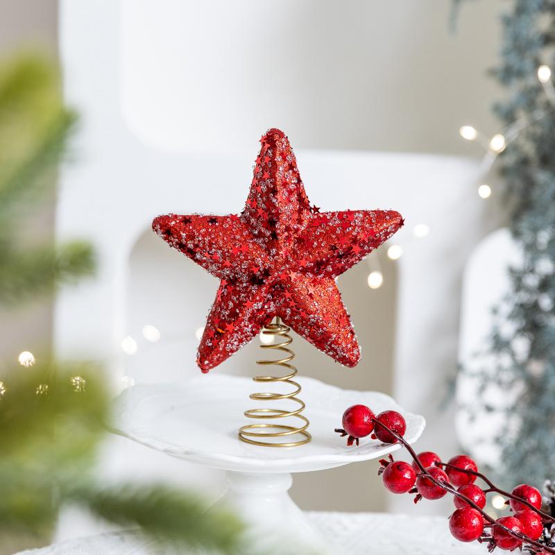 1PC Glittered Tree Topper Diamond Dust Star Decor Foam Christmas Star Holiday Tree Topper