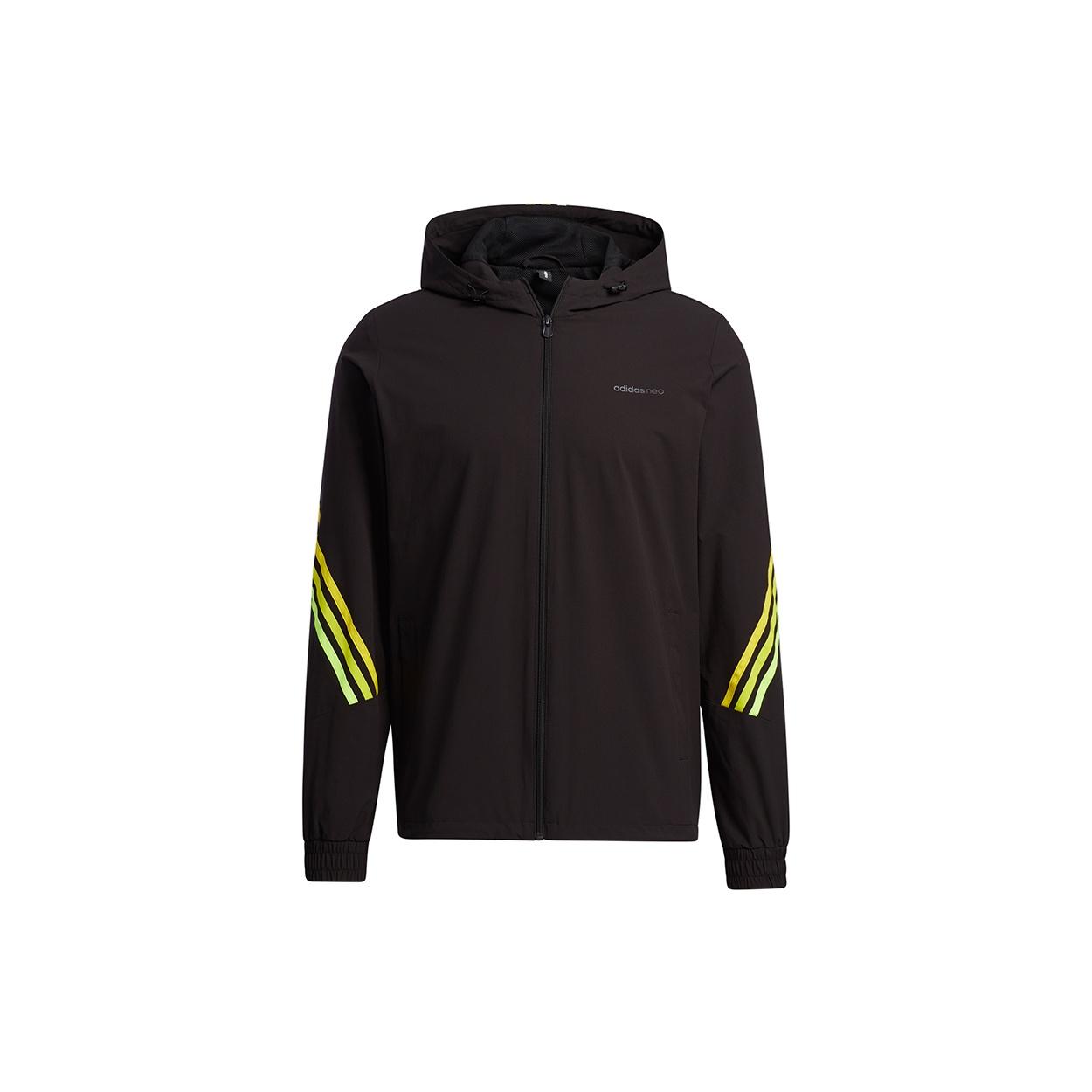 adidas neo M Fav 3s Wb 2 Stripe Sports hooded Logo Jacket Black Men s GP5659 L