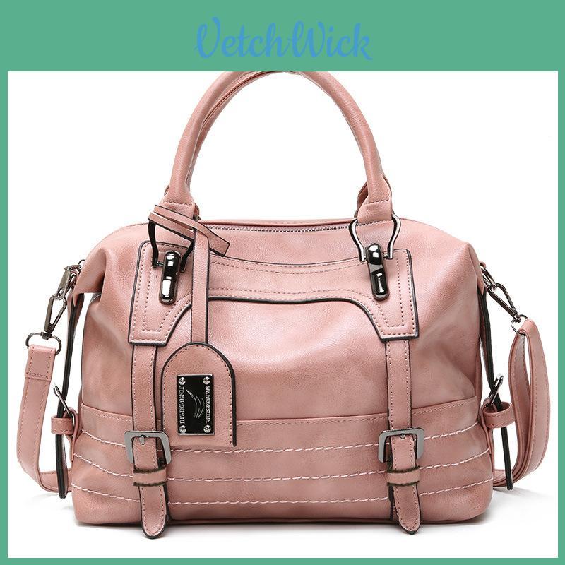 Elegant Vintage Style Boston Handbag For Women With Soft Pu Material And Versatile Use