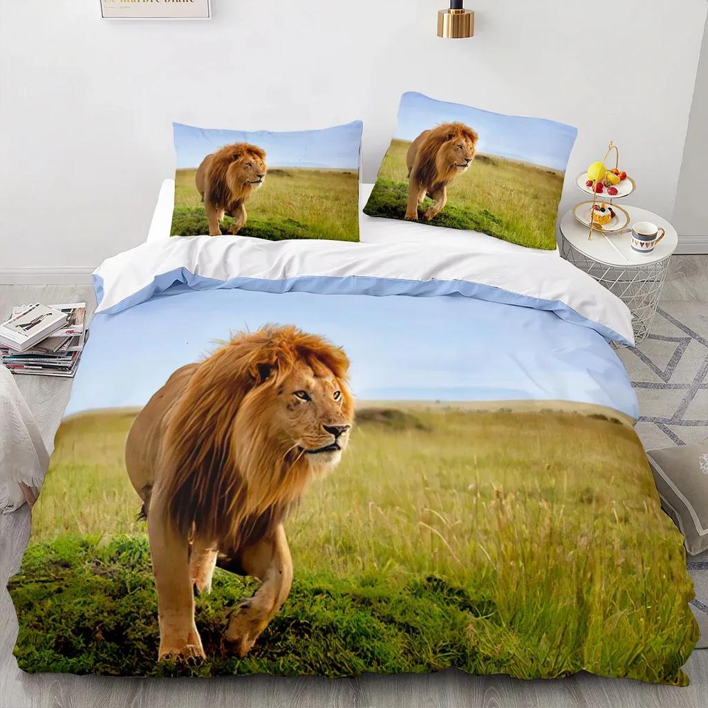 Set Biancheria da Letto Animale Leone Fresco Biancheria da Letto Animale Decorazione per la Casa Singolo Matrimoniale Twin Size Per Ragazzi Ragazze Bambini Adulti Set Copripiumino Leone