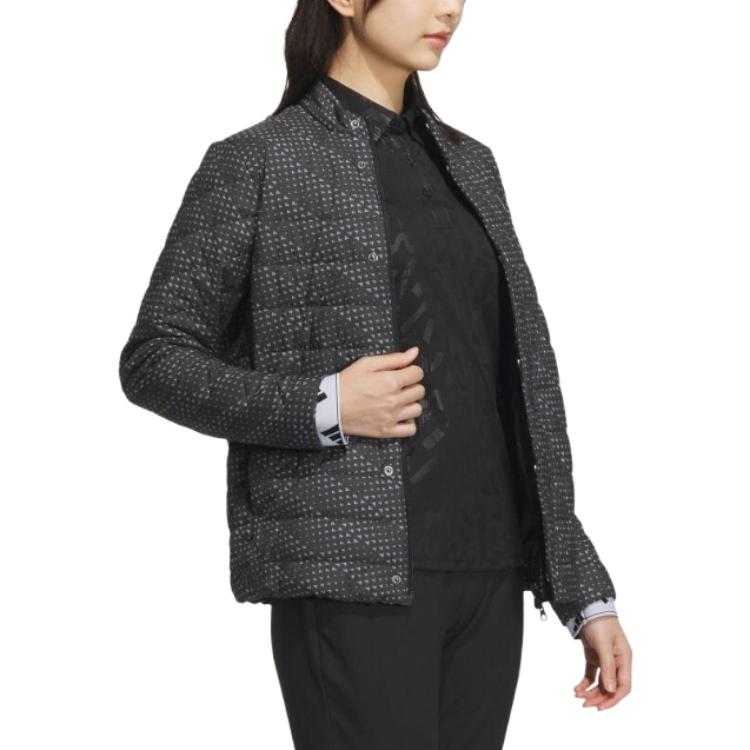 Adidas Logo Printed Double-Breasted Stand Collar Long Sleeve Jacket Women Jacket Black IA2783