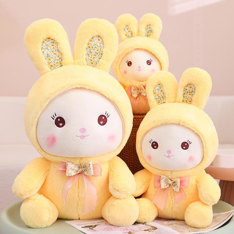 Send Girls Candy Rabbits Plush Toys Doll Bow Tie Bunny Rag Doll Throw Pillow Girls Sleep Soothing Toys