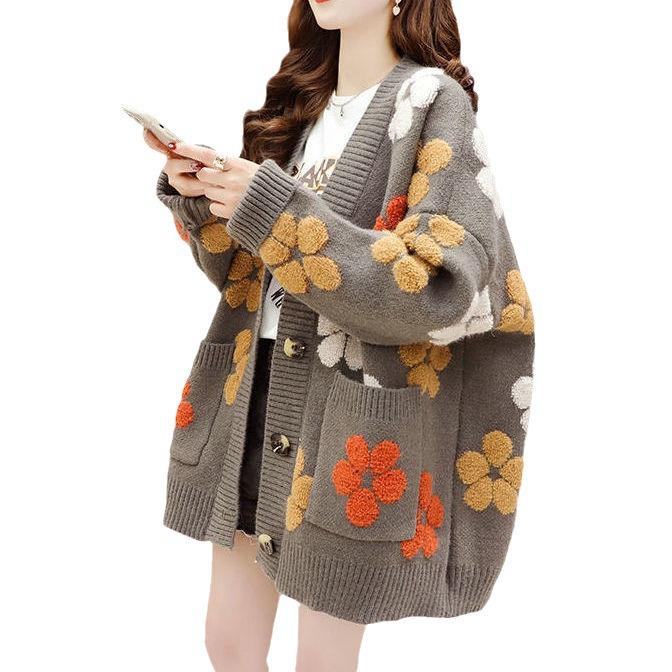 2023 Autumn/Winter Sweet Knitted Cardigan Women's Japanese Lazy Style Sweater Coat