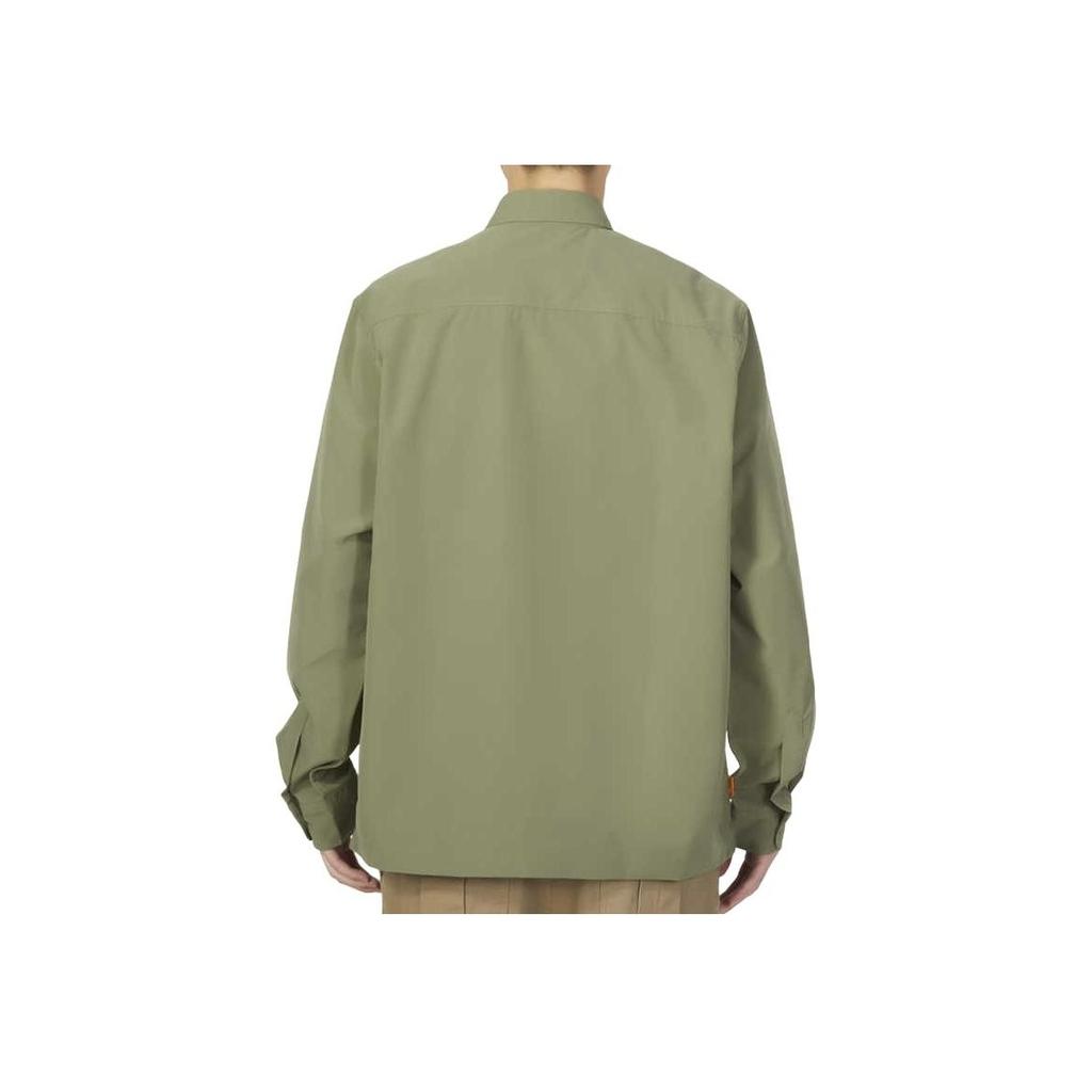 Timberland Solid Color Polo Sports Casual Long Sleeve Shirt Men Shirts Gray-Green A6895-590