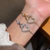 Gold Plated Zircon Heart Bracelet - Retro Korean Fashion, Elegant Women's Jewelry