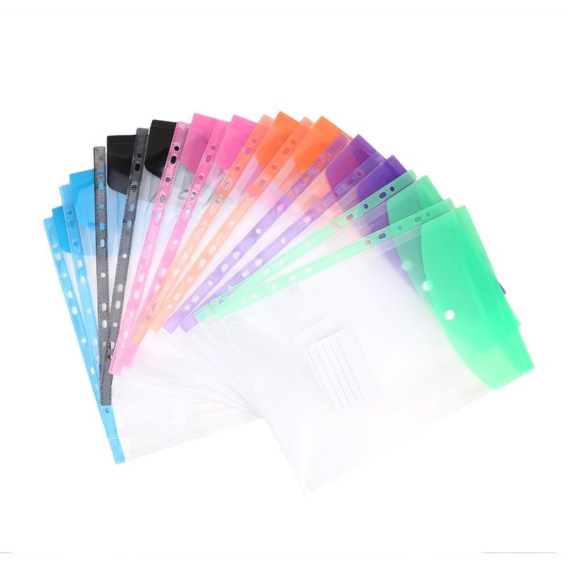 6/12Pcs A4 PP File Bag With Button Snaps & File Folder Expansion Bag For School Office Expandable Buttons And Label Pockets NEW